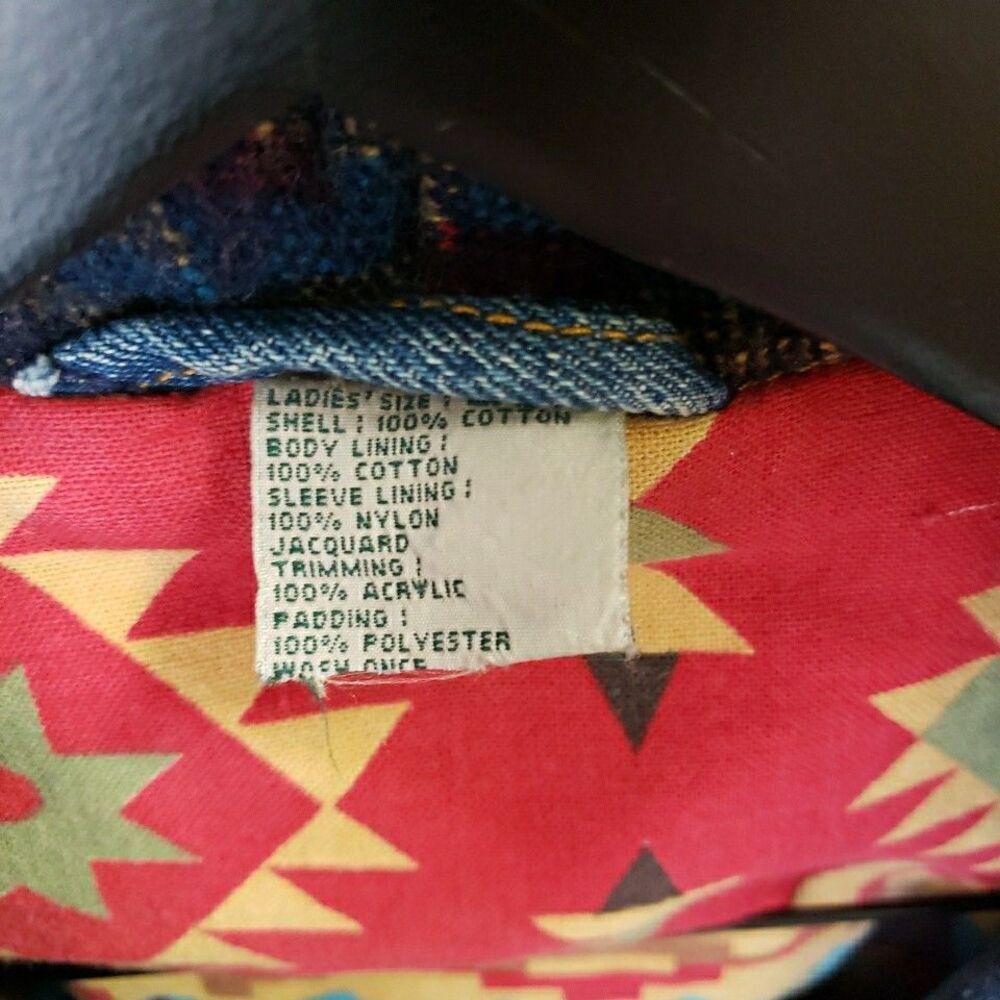 Vtg Outbrook Denim Western Aztec Jacket 90’s Size 20W Women's Chore Barn Coat - Picture 6 of 9